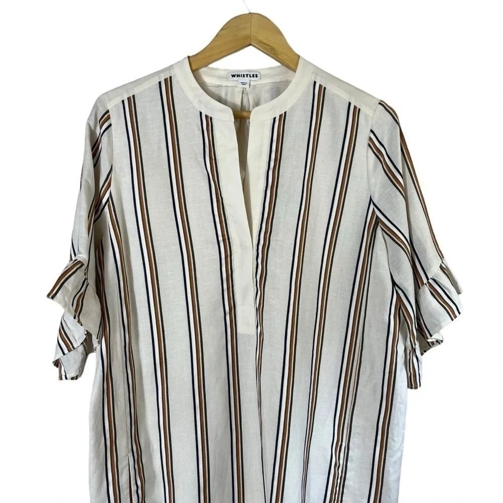 WHISTLES UK Margarita Striped Linen Tunic‎ Dress NWOT